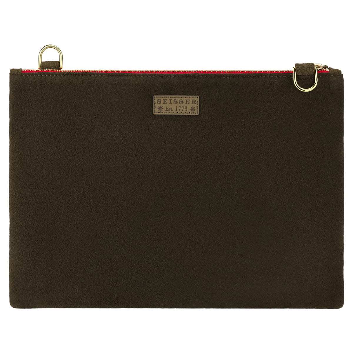 Clutch „Claire", (Vintage Hirschleder, sämisch, braun-oliv-grau) – Bild 2