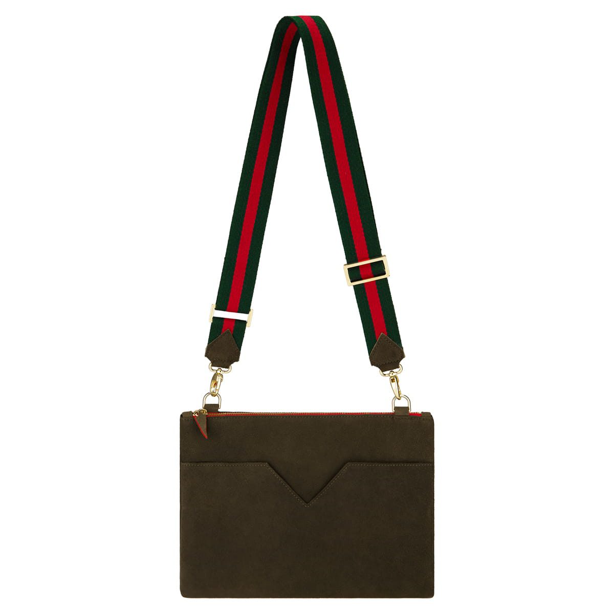 Clutch „Claire", (Vintage Hirschleder, sämisch, braun-oliv-grau) – Bild 4