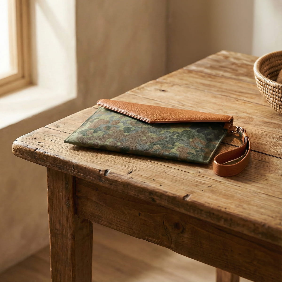 Clutch „Tri-Color", feine Rindsleder und Jagd-Tarn – Bild 2